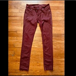 Women’s shine star burgundy nylon pants